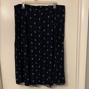Dark Blue Anchor Midi Skirt